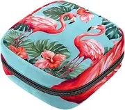 Period Bag,Sanitary Napkin Storage Bag,Flamingo Tropical Leaves Flowers,Tampon Bag for Purse