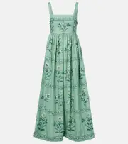 [Agua by Agua Bendita] Agua by Agua Bendita Barbara embroidered linen maxi dress UK 6 green
