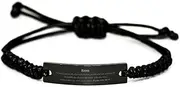[Generic] Son Black Rope Bracelet Inspirational Psalm 145: 18-19 Birthday Gifts for Him, Small, Silver Plated Zinc, Cubic Zirconia