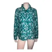 NWT Eddie Bauer Quarter Zip Polar Fleece Pullover Leaf Ikat Large