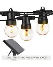 BRIGHTECH Ambience Pro 27' 12 Bulb LED Solar Powered String Lights
