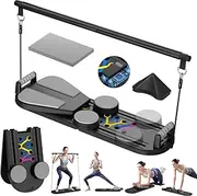 Pilates Board - Pilates Reformer Set, 6 in 1 Pilates Reformer Set，Multifunctional Abdominal Wheel Board, Exercise Wheels Board, Pilates Equipment, Pilates Machine, Core Workout Equipmen
