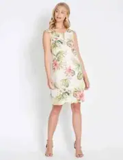 Rockmans Shift Dress Womens Size 20 Palm Print Sleeveless Linen Blend New Tag