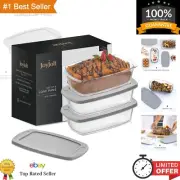 Glass Loaf Pan with Lid. 3pc Bread Pan Set, Rectangular, 1.9 Quart Loaf Pans ...