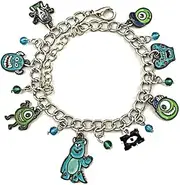[Monsters, Inc.] EC Trading Monsters Cartoon Movie Themed Multicharm Metal Charm Bracelet, 8 inch, Metal