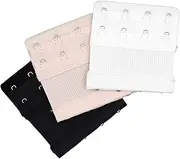 [STKARCV] 6 Pcs 2/3 Rows 2/3/4 Hooks Bra Extenders Set Ladies Clasp Strap Women Bra Strap Extender Prolong Tools 3 Colors Black White(2 Rows 4 Hooks)