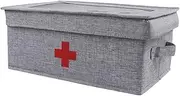 Eigell Linen First Aid Kit Supplies Box Pet Frist Aid Kit Case Set with Handle Emergency Kit Storage Box for Office Toy Hiking Car