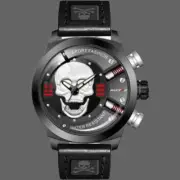 Fashion Waterproof Circular Skull Quartz Watch with Alloy Strap and Pin Buckle