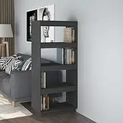 Book Cabinet/Room Divider Grey 60x35x135 cm Solid Pinewood,Bookcases & Standing Shelves 16.8KG-810871
