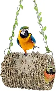 Bird Nest,Seagrass Bird House | Seagrass Bird House Swing Nest, Breathable Parrot Sea Grass Tent for Finches Parrots Conures Helves