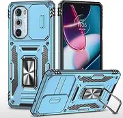 [YKNIUFLY] Cover for Motorola Edge 30 Pro Case, All-Inclusive Protection, Sturdy, Drop-Resistant, Rear Ring Holder, Cover Protection for Motorola Edge 30 Pro.(Light Blue)