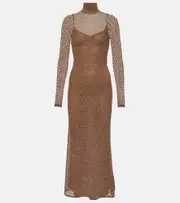 [Tom Ford] Tom Ford Open-knit Lurex® maxi dress UK 4 brown