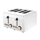 NNEDPE 4 Slice Toaster Rose Trim Collection - White