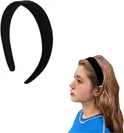 Black Padded Headband Satin Headbands for Women Girls Chunky Hairband Thick Puffy Head Band Vintage Wide Pad Headband for Women Christmas Party Headbands Hair Accessories