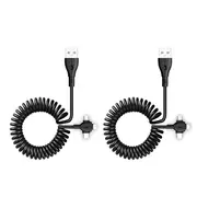 2x Sansai 3in1 USB USB-C Micro Charging 1.5m Coiled Cable for iPad/iPhone Assort