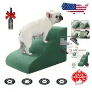 Stylish 3-Step Dog Stair Ramp for Small Pets - High Density Foam & Lint Roller