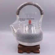 Pure Solid S999 Fine Silver Teapot With Handle Healthy Hammer Tea Pot 5.2inch