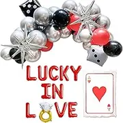 Lucky In Love Vegas Bachelorette Decorations Balloon Garland and Banner Set, Las Vegas Bach Party, Vegas Bachelorette Party Lucky In Love Bridal Shower Garland