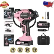 20V Cordless Tire Pump with Digital Gauge & 12V Adapter - Quick Inflate Pink