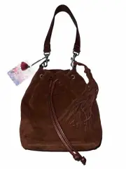 NEW Johnny Was Brown Suede Leather Tote Bag Purse Crossbody Hobo Tassels NWT