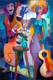 Abstract Tile Backsplash Warren Cullar Musical Art Ceramic Mural WC142