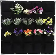 25 Pockets Planting Bags Wall Hanging Gardening Planter Outdoor Indoor Vertical Greening Grow Bags Flower Growing Container, Black