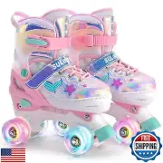 SULIFEEL Roller Skates for Girls Kids with Light Up Wheels, Adjustable 4 Size