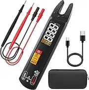BSIDE Open Jaw Digital Multimeter DC AC Current Clamp Meter, Rechargeable with Smart Mode, Measures Capacitance Diode Duty Cycle Amp Resistance Hz Continuity V-Alert Live Check Environment Temperature