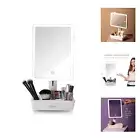 LED Lighted Large Vanity Makeup Mirror with 10X Magnifying Mirror - Dimmable ...