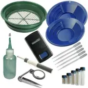 17pc Blue 1/2" Large Gold Classifier Screen & Gold Pan Panning Kit