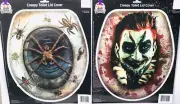 2-Creepy Toilet Lit Seat Covers Dead Zombie Tarantula Scary Spiders Black Blood