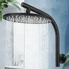ACA Black 10'' Round Plastic Shower Head Gooseneck Wall Arm Set WELS Watermark