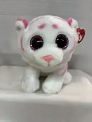 Ty Classic Tabor Plush 10” VelveTy Pink Stripe Tiger Cat Pink Glitter Eyes Tags