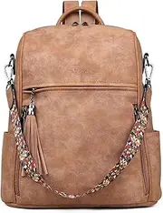[FADEON] Leather Backpack Purse for Women, Designer Ladies Shoulder Bag Fashion Convertible Large Backpack Purses