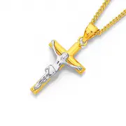 9ct Gold Two Tone Crucifix Pendant