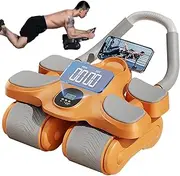 Ab Roller, Automatic Rebound Ab Wheel with Elbow Support & Timer - Home Gym Fitness Equipment for Women & Men Orange
