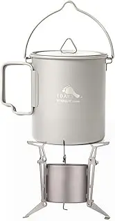 TOAKS Titanium 750ml Pot with Bail Handle and Titanium Alcohol Stove Portable Foldable Outdoor Backpacking Camping