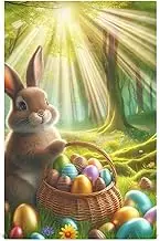 ODAWA Easter Rabbit Basket Light Dish Towels Highly Absorbent Tea Towels Decoration Hand Towels (18"x 28", 1 Pack)