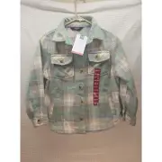 Members Mark Shacket Jacket Girls Size 7/8 Plaid Fleece Collared Button Up 6775
