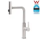 Brushed Nickel Round Pull Out Kitchen Mixer Tap Sink Laundry Basin Faucet Spout