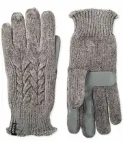 Isotoner Women's Touchscreen Chenille Cable Knit Gloves Gray One Size