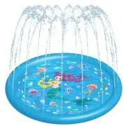$48 Hitop Mermaid Splash Pad Water Sprinkler Baby Pool Outdoor Play Mat Blue NEW