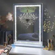 FENCHILIN Crystal Hollywood Vanity Mirror with Lights Bluetooth Standing 80CM