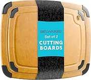 Dishwasher Safe Cutting Boards for Kitchen - 2 Piece Large Composite Wood Cutting Board Set with Non-Slip Feet and Juice Groove (14.5" x 11" and 11.7" x 9.3") - Thin, Lightweight, Eco-Friendly