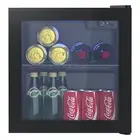 Mini Bar Fridge Portable Small Fridge Glass Door Beverage Refrigerator 36L Black