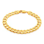 9ct Yellow Solid Gold Heavy Curb 21cm Bracelet 220 Gauge with a Parrot Clasp