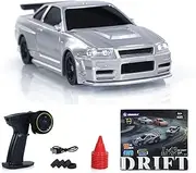 TOUCAN RC HOBBY 1:43 Ready to Run Race Car Gyro Drift Car 4WD Traffic Cones Mini Toy for Boys with a Gyro (Silver)