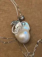 15-17mm white cultured freshwater pearl & Bella Luce silver pendant
