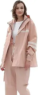[KDOQ] Women's Rain Jacket Lightweight Hooded Functional Jacket Windbreaker Breathable Waterproof Raincoat Hooded Long Sleeve Zipper Rain Jacket Outdoor Trench Coats for Walking Camping