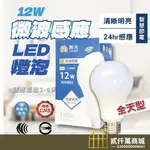 好物強推 來就亮 微波雷達感應 舞光 E27 感應球泡燈 LED 12W 微波 感應式 燈泡 球泡 感應燈泡 含稅